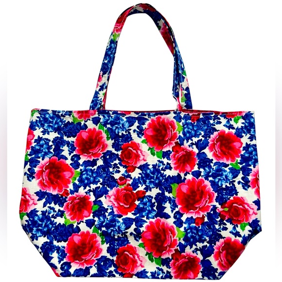Handmade Colorful Floral Fabric Cotton Tote Bag All Purpose Carry Shoulder Purse - Picture 10 of 12